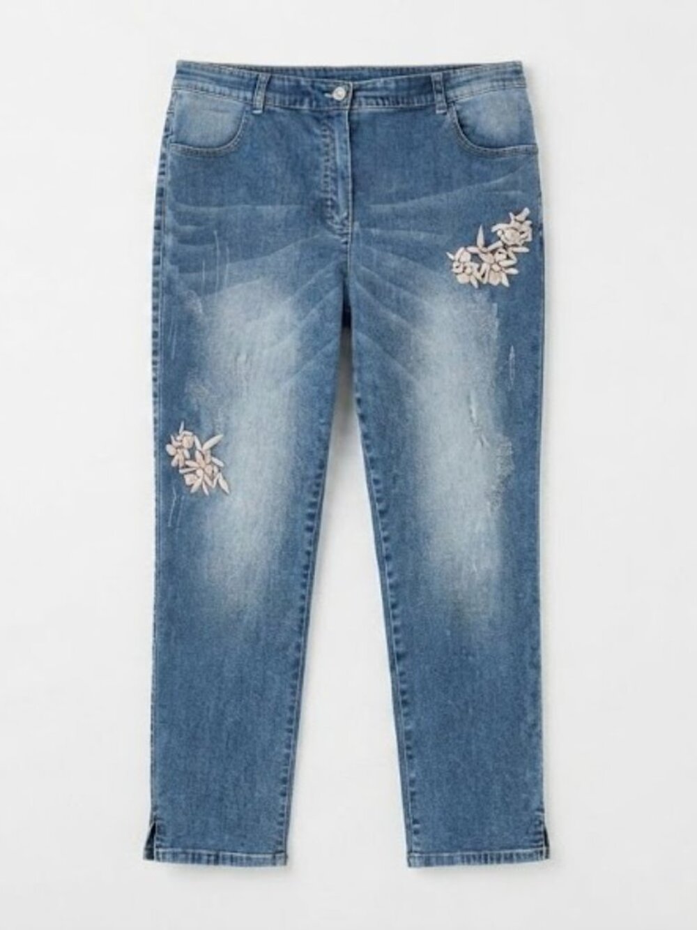 Floral Embroidered Light Blue Jeans